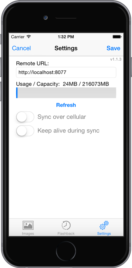 Configure your connection and see how much space is left on your server